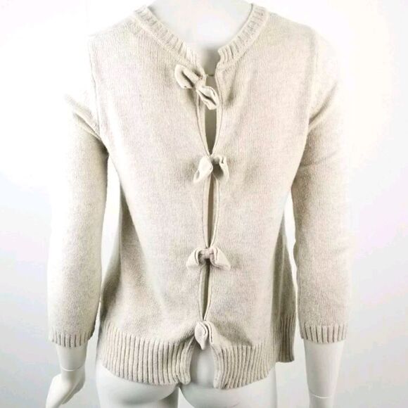 Zara Knit Beige 3/4 Sleeve Bow Back Angora Blend Sweater Womens Size Medium  - Picture 8 of 8